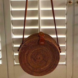 Straw Studios round straw handbag